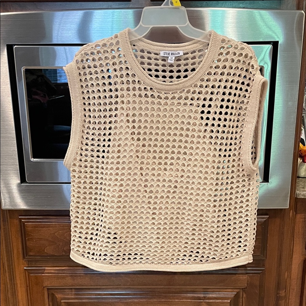 Steve Madden Beige Mesh Tank Top